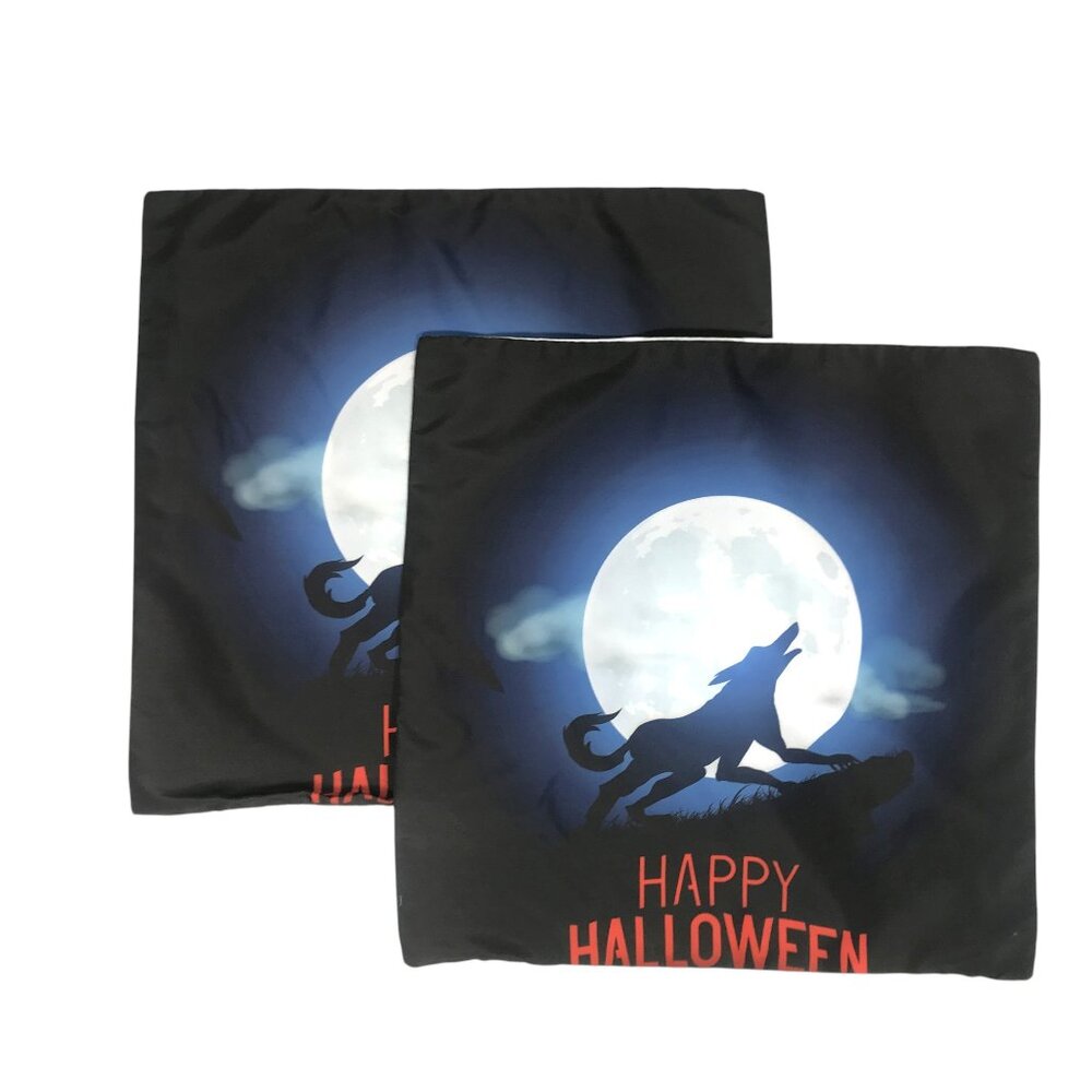 Halloween Pillow Cover Set Werwolf Howling at the Moon